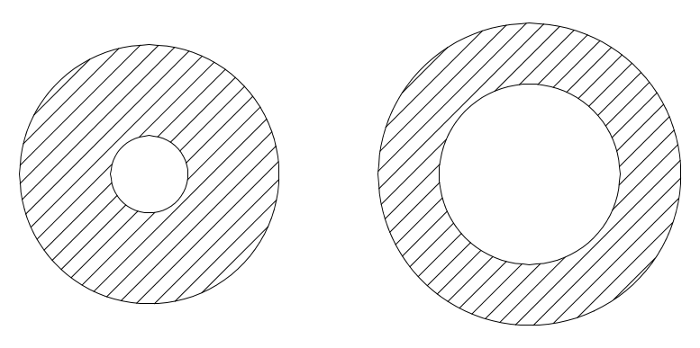 Relative cross sections of the top joint (left) and lower joint.